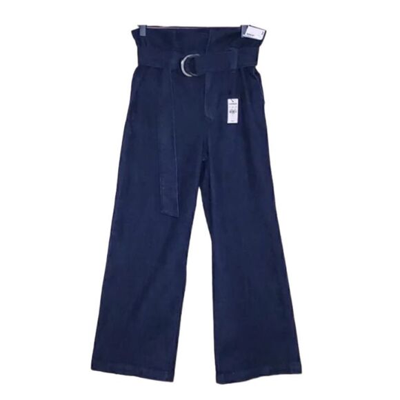 Express Cropped Wide Leg Super High Rise Dark Wash Jeans Size 6 NWT - Picture 4 of 10